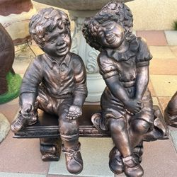 New Kids Sitting On Bench Made Out Of Cement Perfect Gift 🎁 
