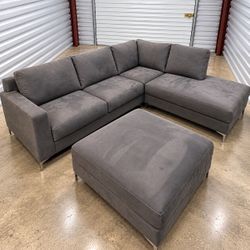Couch Sectional | Modern Large Suede | DELIVERY AVAILABLE