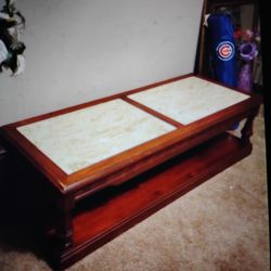 Solid Wood Coffee Table With Marble Top