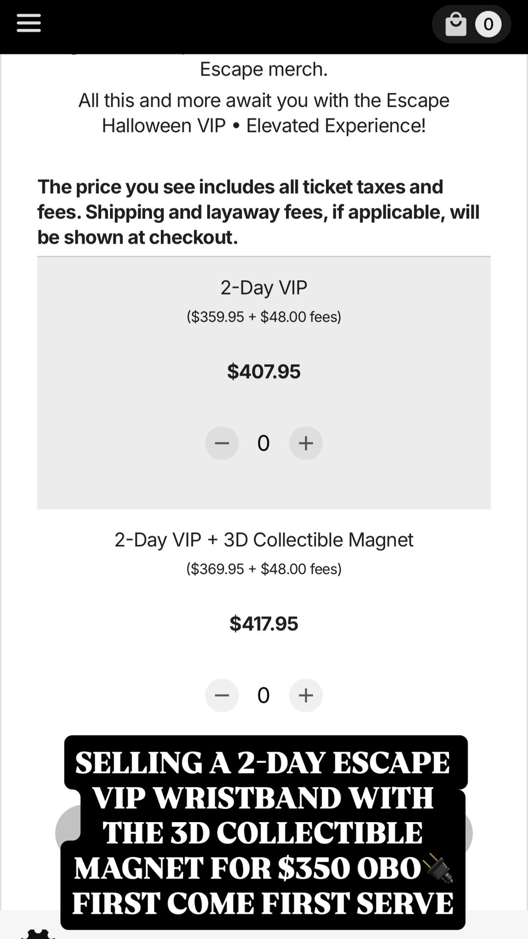 Escape 2 DAY VIP wristband