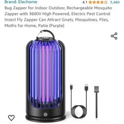 Bug Zapper for Indoor Outdoor, Rechargeable Mosquito Zapper with 3600V High Powered, Electric Pest Control Insect Fly Zapper Can Attract Gnats, Mosqui