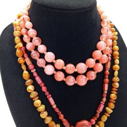 Lot Of 3 Vintage Acrylic Plastic Retro Choker Collar Bib Necklaces 