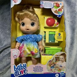 Baby Alive Fruity Sips Baby Doll Toy Blonde Hair Blue Eyes New with Box