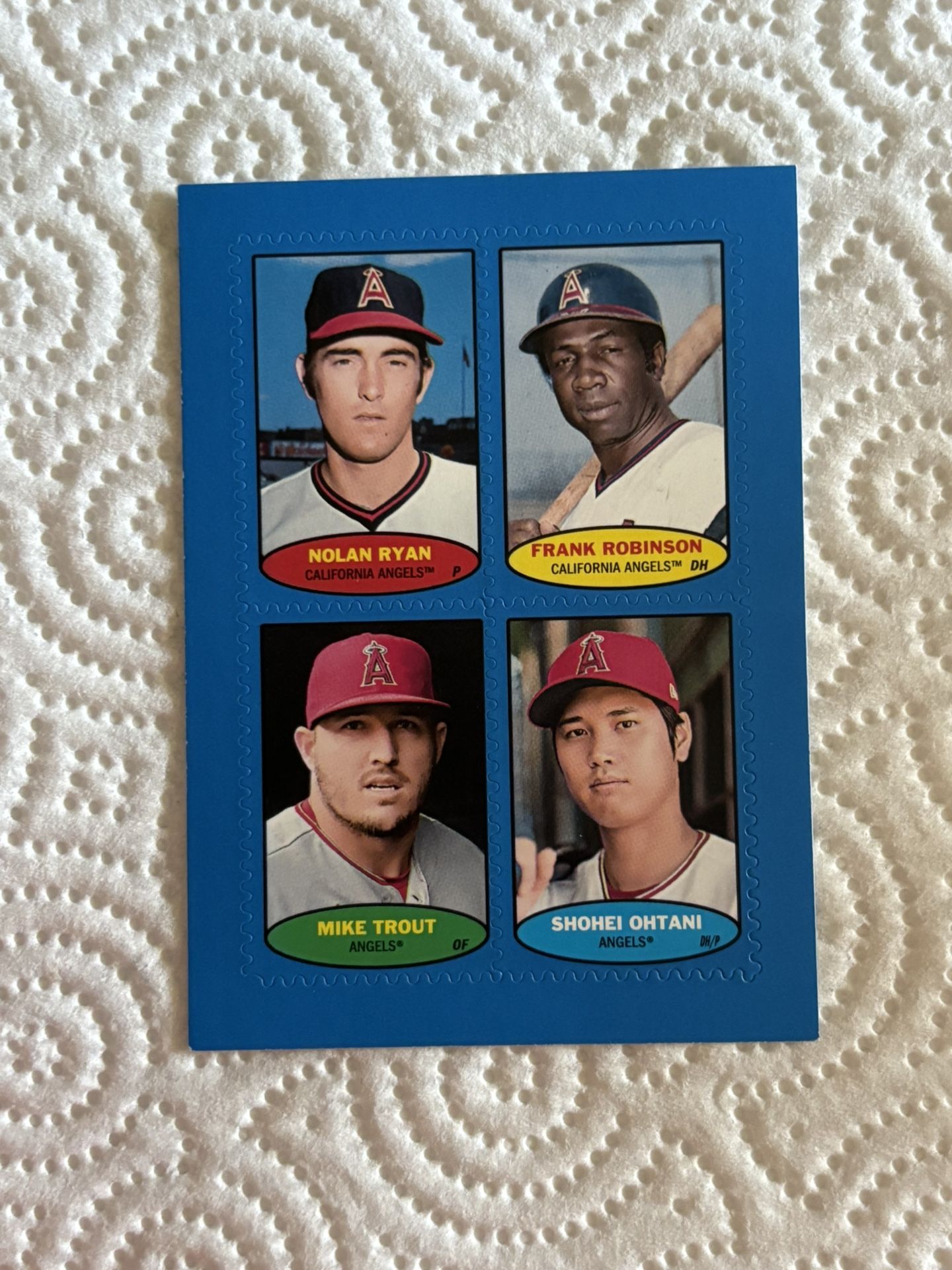 2023 Topps Heritage 1974 Angels Stamps Blue Parallel Trout Ohtani Ryan Robinson