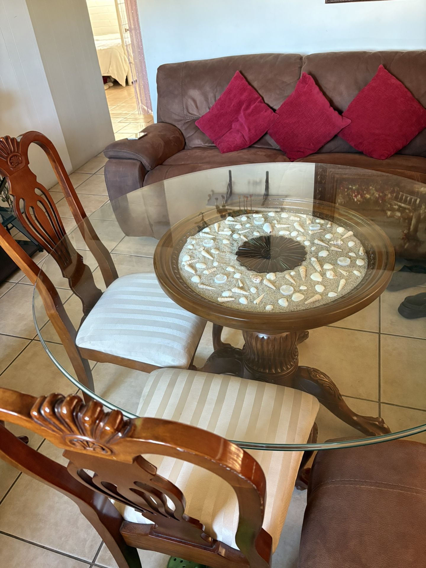 Glass And Wood Table With 4 Chairs