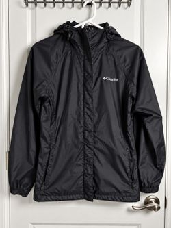 Columbia Black Hooded Rain Jacket Lightweight Mesh Lined Size Small