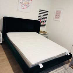 Complete Queen Bed Set – IKEA TUFJORD Dark Green Velvet + Mattress