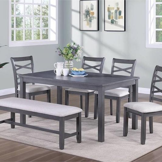 6 Piece Dining Set - Table, 4 Side chairs & Bench