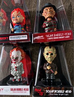 Horror Solar Bobblehead Lot – Chucky, Freddy, Pennywise & Jason