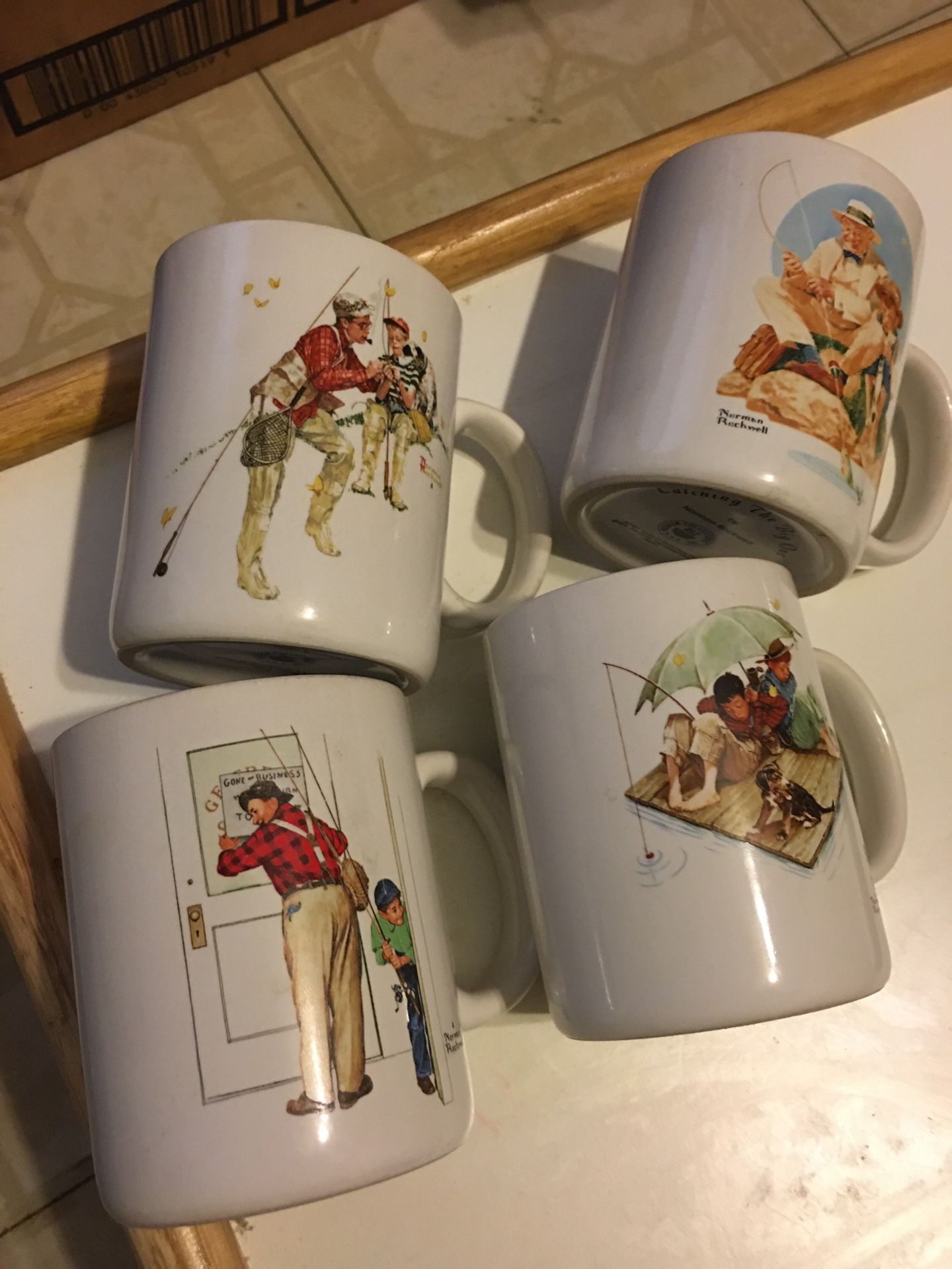 Lot Of 4 - Vintage 1987 Norman Rockwell Museum Collector's Mugs