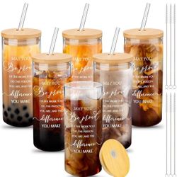 set of 16 16 oz Employee Appreciation Thank You Gifts Can Shaped Beer Iced Coffee Cups with Lid and Straw Brush Employee Appreciation Cup Thank You C