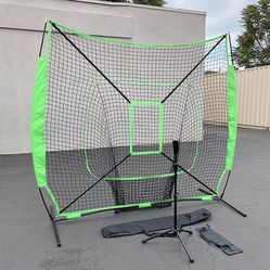 (New in Box) $65 Baseball, Softball 7x7ft Practice (Net and Ball Tee Set) for Hitting Batting Training 