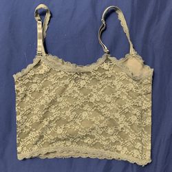 Forever 21 Cropped Lace Tank Top Dark Green Size S