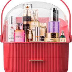 Portable Cosmetics Storage Box, Makeup Organizer for Vanity,Preppy Skin Care Caddy for Bathroom,Dresser Countertop,Dormitory,Cosmetic Display Rack.