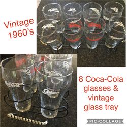 8 Coca-Cola glasses (70’s) & metal tray with handles (60’s)