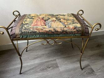 Entry bench , end of the bed ottoman , tapestry  petite bench . 