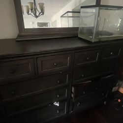 Wooden Dresser With Mirror 