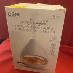 Pure Enrichment PureGlow Crystal Himalayan Salt Rock Lamp & Ultrasonic Oil Diffuser
