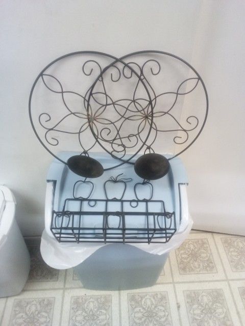 Two Candle Holders And Basket