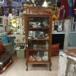 Antique Oak Display Cabinet 