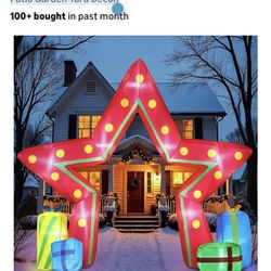 10FT Christmas Outdoor Inflatable Decoration, Giant Pentagram Archway Yard Inflatable Decoration with Built in LED Lights, Blow Up Xmas Decor 