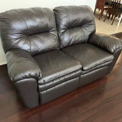 Leather Loveseat Couch Dakr Brown