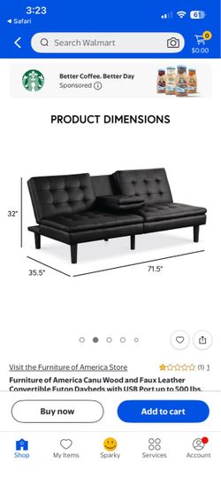 Furniture of America Faux Leather Convertible Futon Daybed bought at Walmart