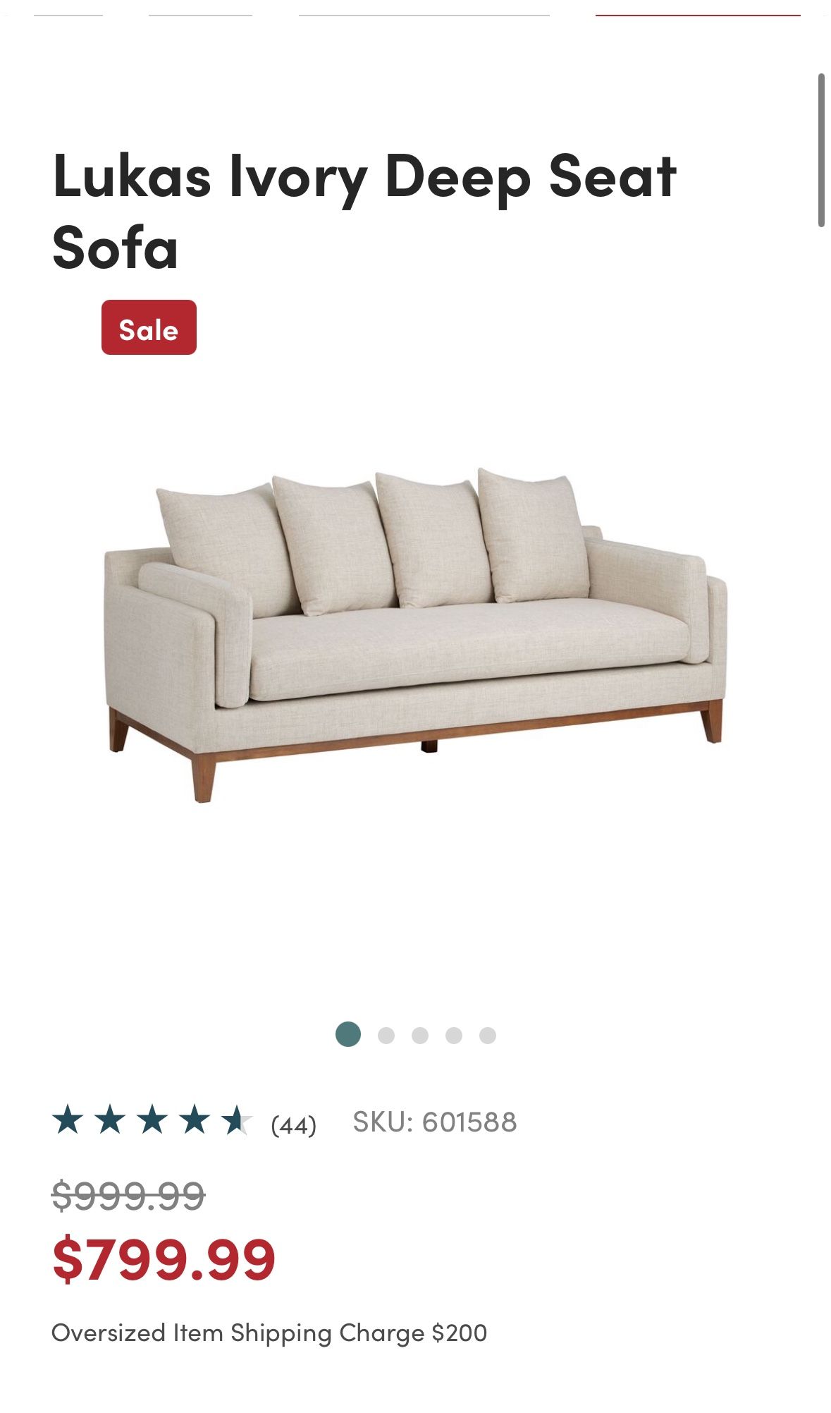 Lukas Ivory Deep Seat Sofa