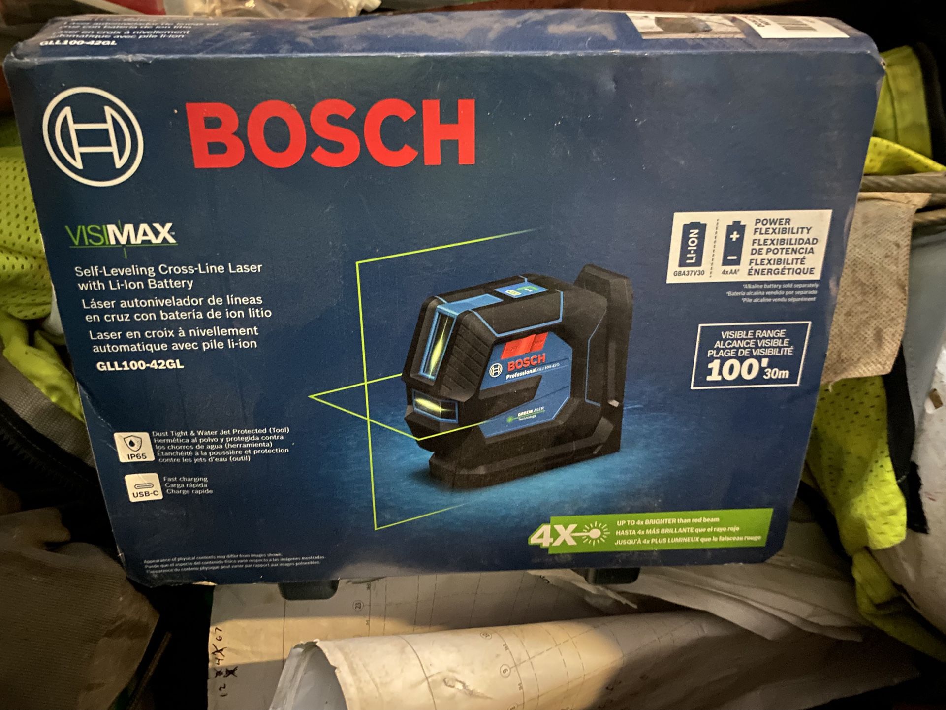 New In Box Bosch Green Line Laser GLL100-42GL