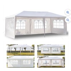 10'x20' Outdoor Party Tent, Large Wedding Birthday Tents for Parties, White Canopy Tent with 6 Removable Si de