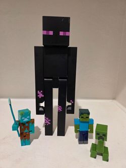 Minecraft Enderman Large-Scale Action Figure with Other Minecraft Figures