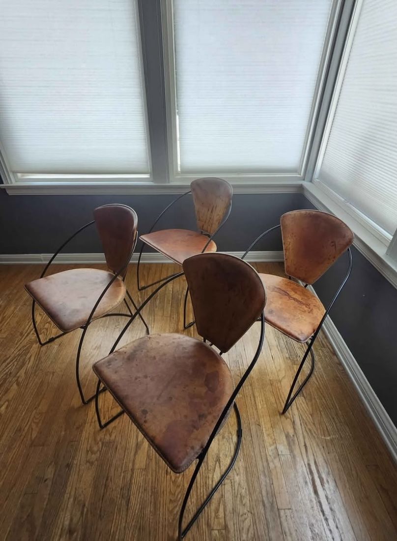 Coñac Italian Leather Dining  4 Chairs