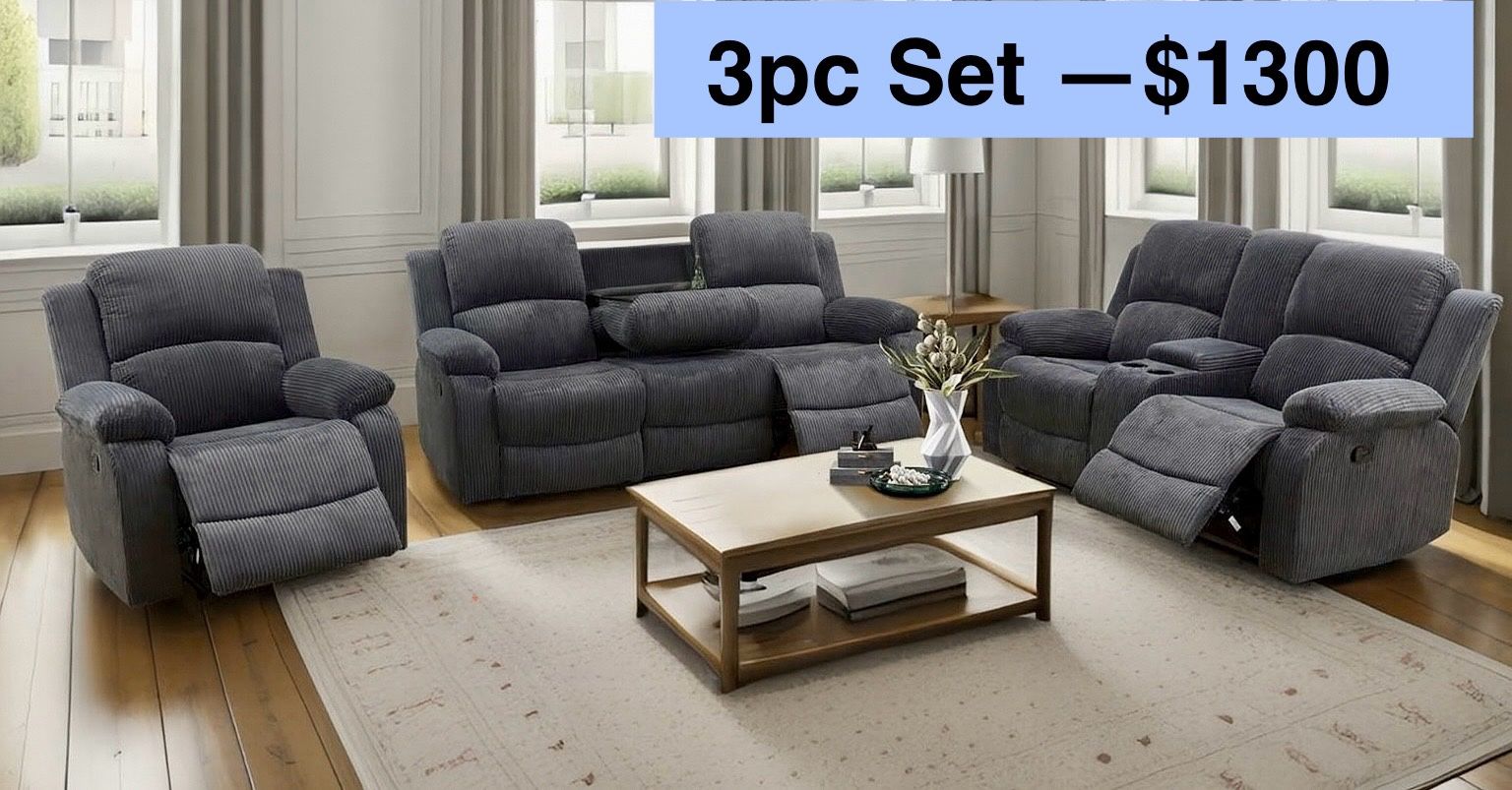 💥FREE DELIVERY💥Brand New 3PC Reclining Sofa Loveseat Chair Set