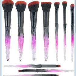 Beautiful Makeup Brushes, Make Up Brushes Set Transparent Handle for Blush Foundation Eye Shadow Kabuki Concealer Cosmetic Brushes Kits Red Black Make