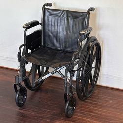 ProBasics Foldable Black Leather Wheel Chair Used $400 MSRP Pro Basics Solid Manual Transport Medical Transportation