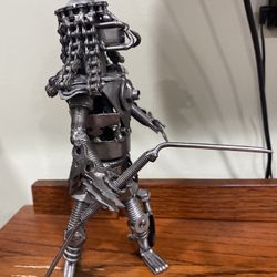 Hand-Crafted Metal Alien Sculpture