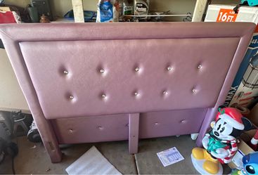 Pink Faux Leather Tufted Headboard (Full Size)
