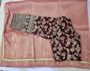 Tissue silk saree with readymade blouse