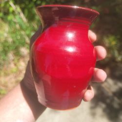 1997 O’Quinn Pottery Red Glazed Vase - Signed by Donna Craven