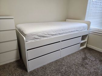 Twin Bed with Storage + Mattress