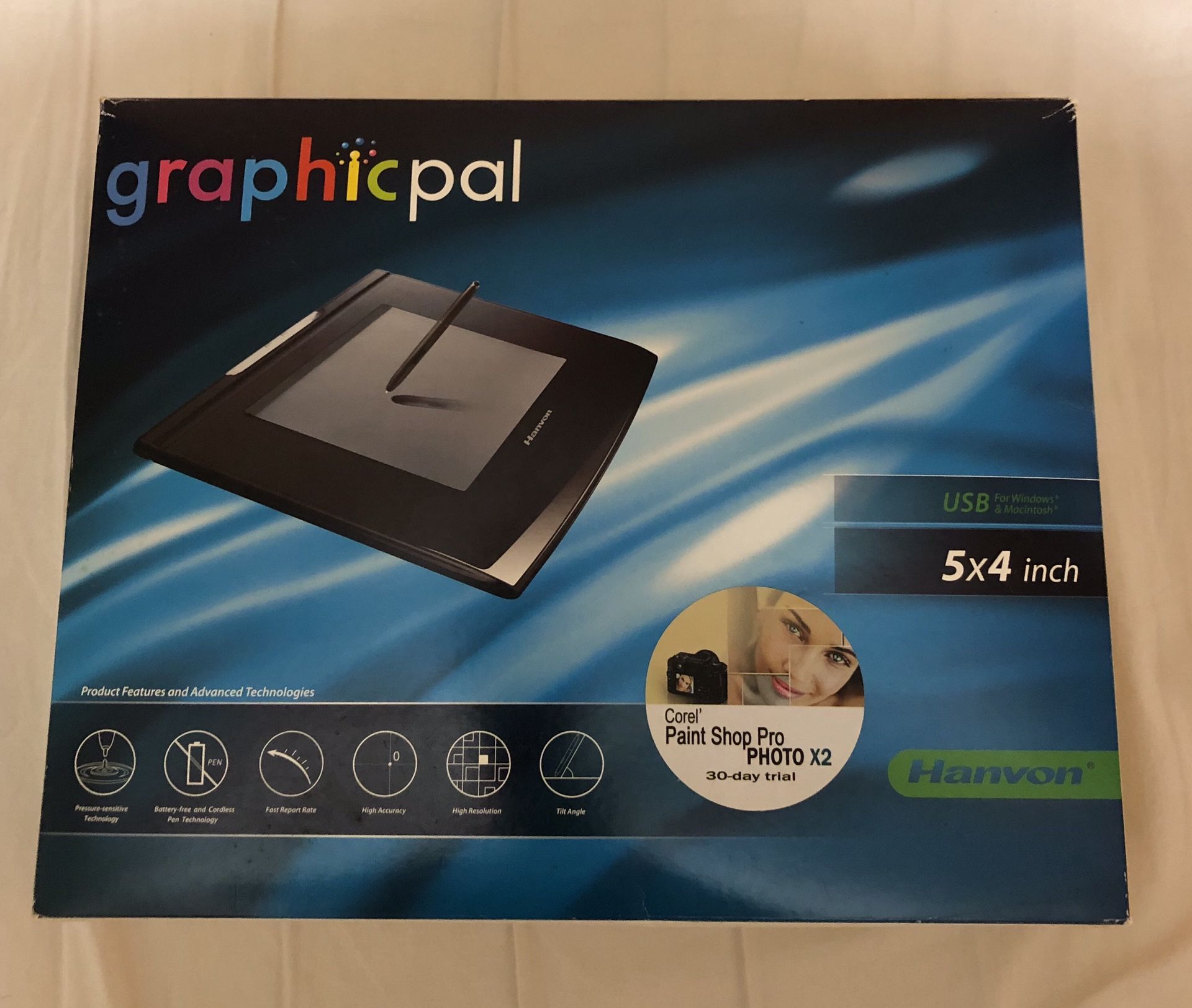 Hanvon Graphic 5x4 Tablet Pen with 2540 Resolution and Battery Free Technology
