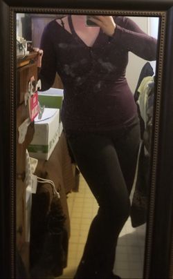 Long Sleeve Purple Lace Shirt with Cutout Neckline