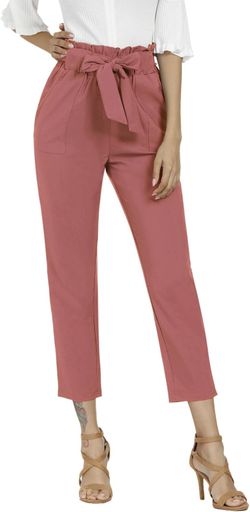 Elegant Pink and Blue Straight Leg Women's Pants