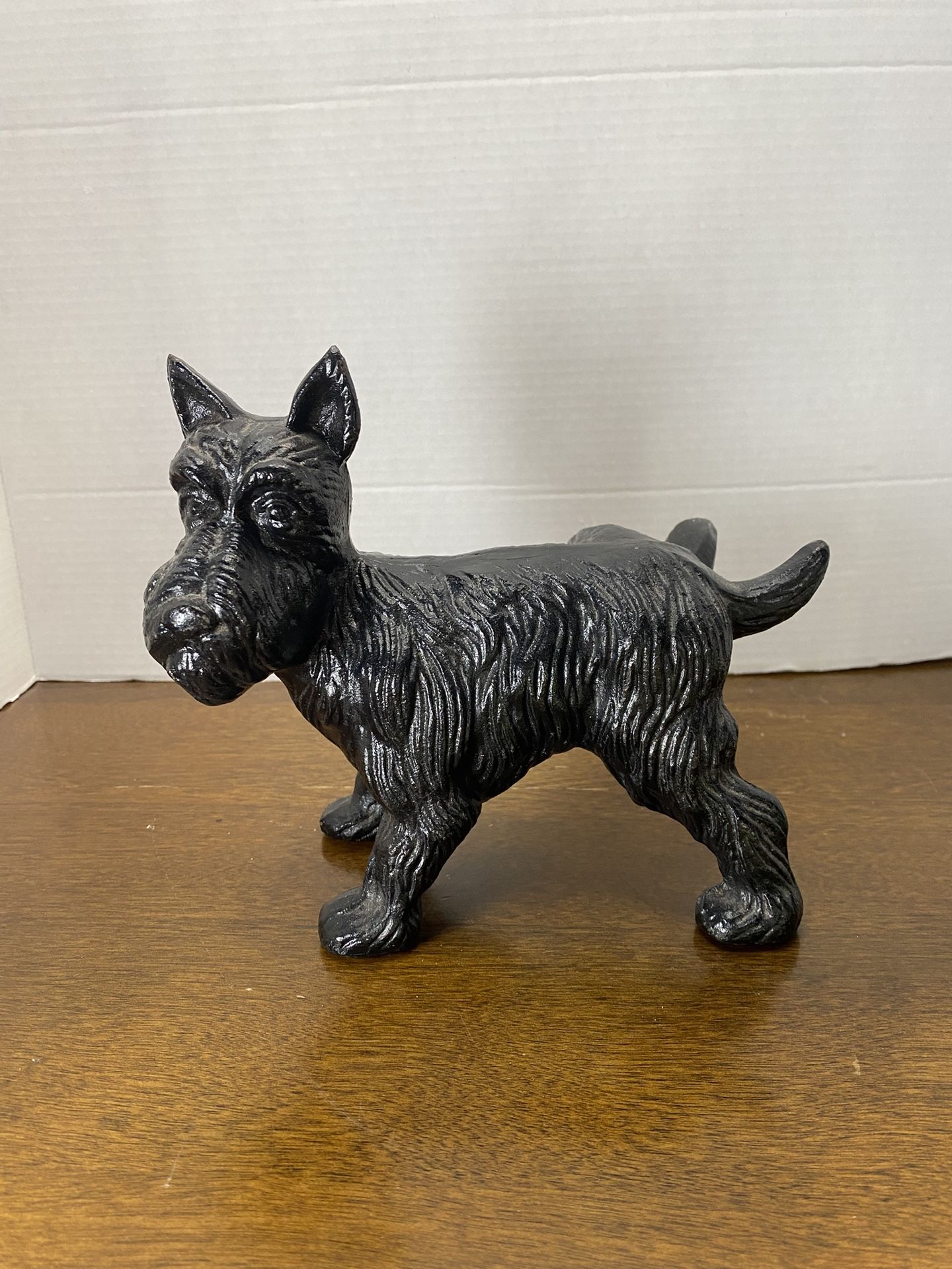 Vintage Cast Iron Scottie Terrier Dog Door Stop Or Decor With Lifted Leg Sculpture Over 3lbs