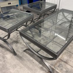 3 - Piece Glass Top Living Room Table Set