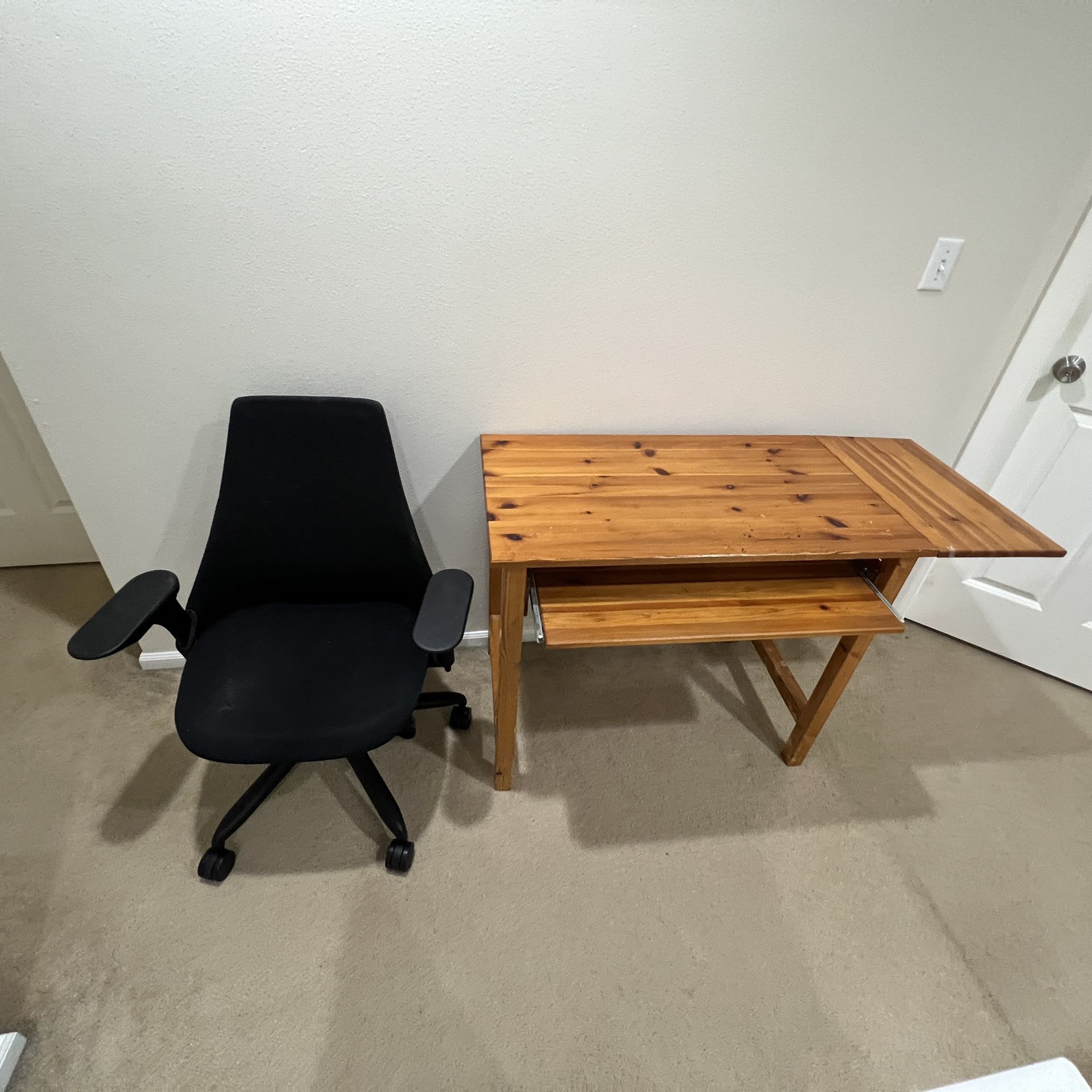 Real Solid Wood Computer Desk & Office Chair