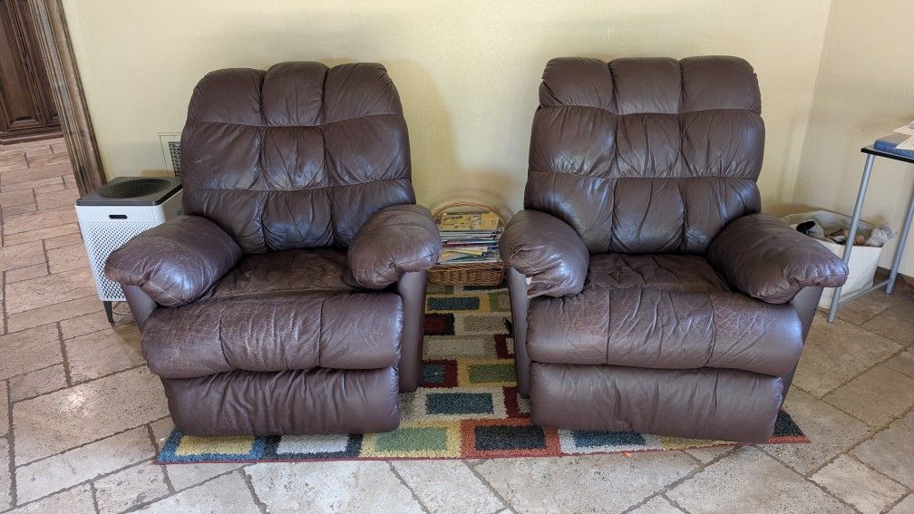 2 Leather Reclining Chairs