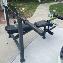 Weight Bench And 45 Lb Bar
