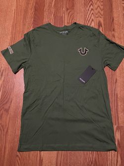 True Religion NWT Men Bronze green Buddha Crew neck T-shirt size Medium