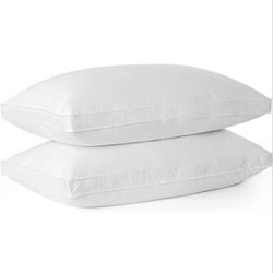 Goose Feathers Down Pillows, Pillows Queen Size Set of 2, 100% Soft Cotton Cover, Hotel Collection Bed Pillow for Back, Stomach or Side Sleepers